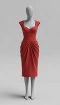 Chili Red Sculpted Midi Dress