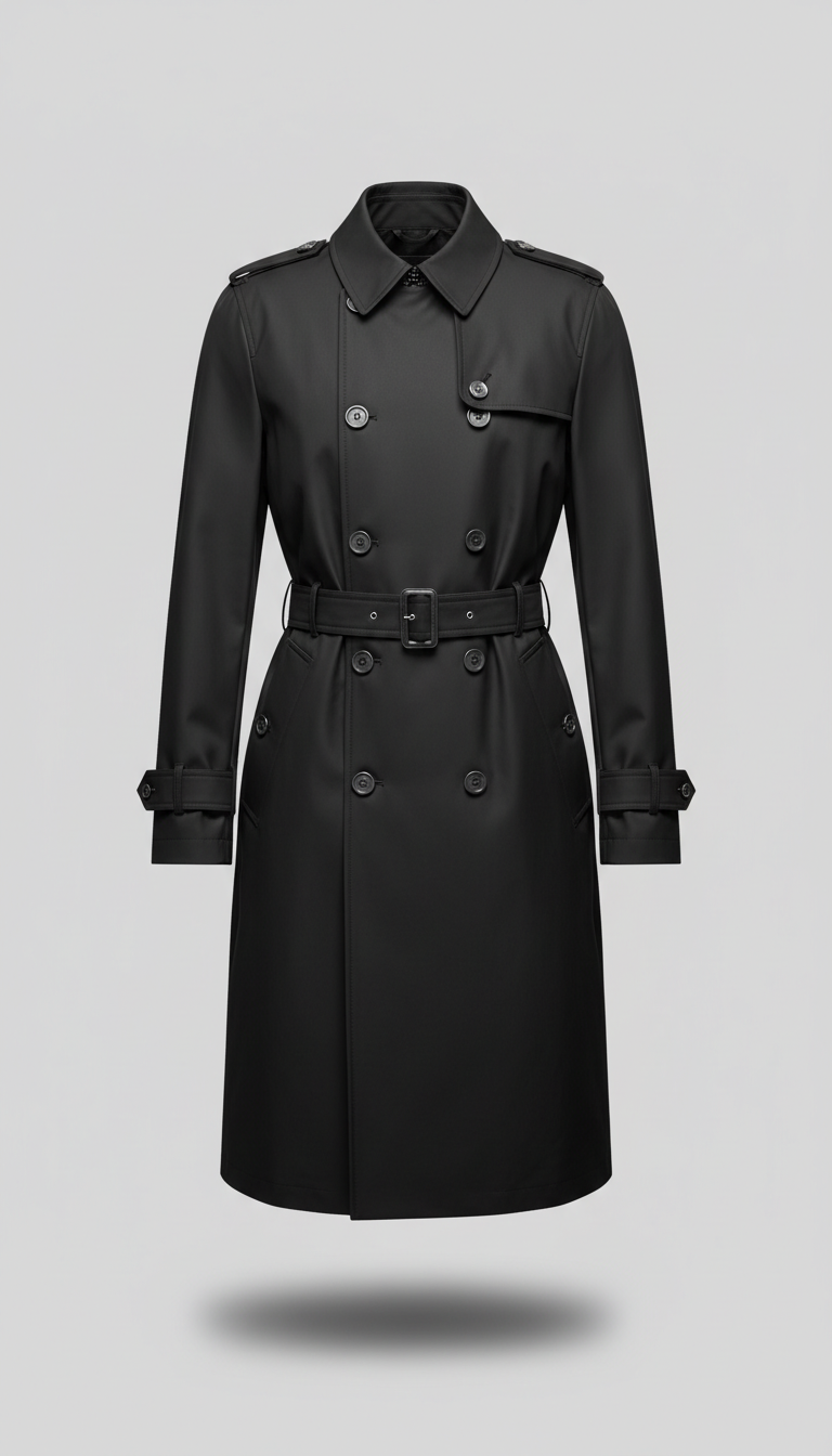Onyx Black Technical Trench Coat