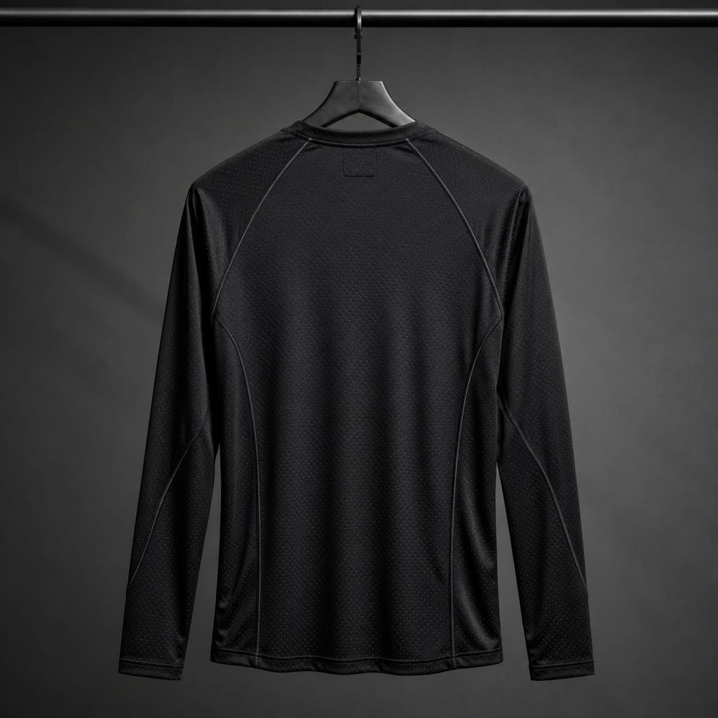 Black Raised Dot Textured Full Sleeve T-Shirt