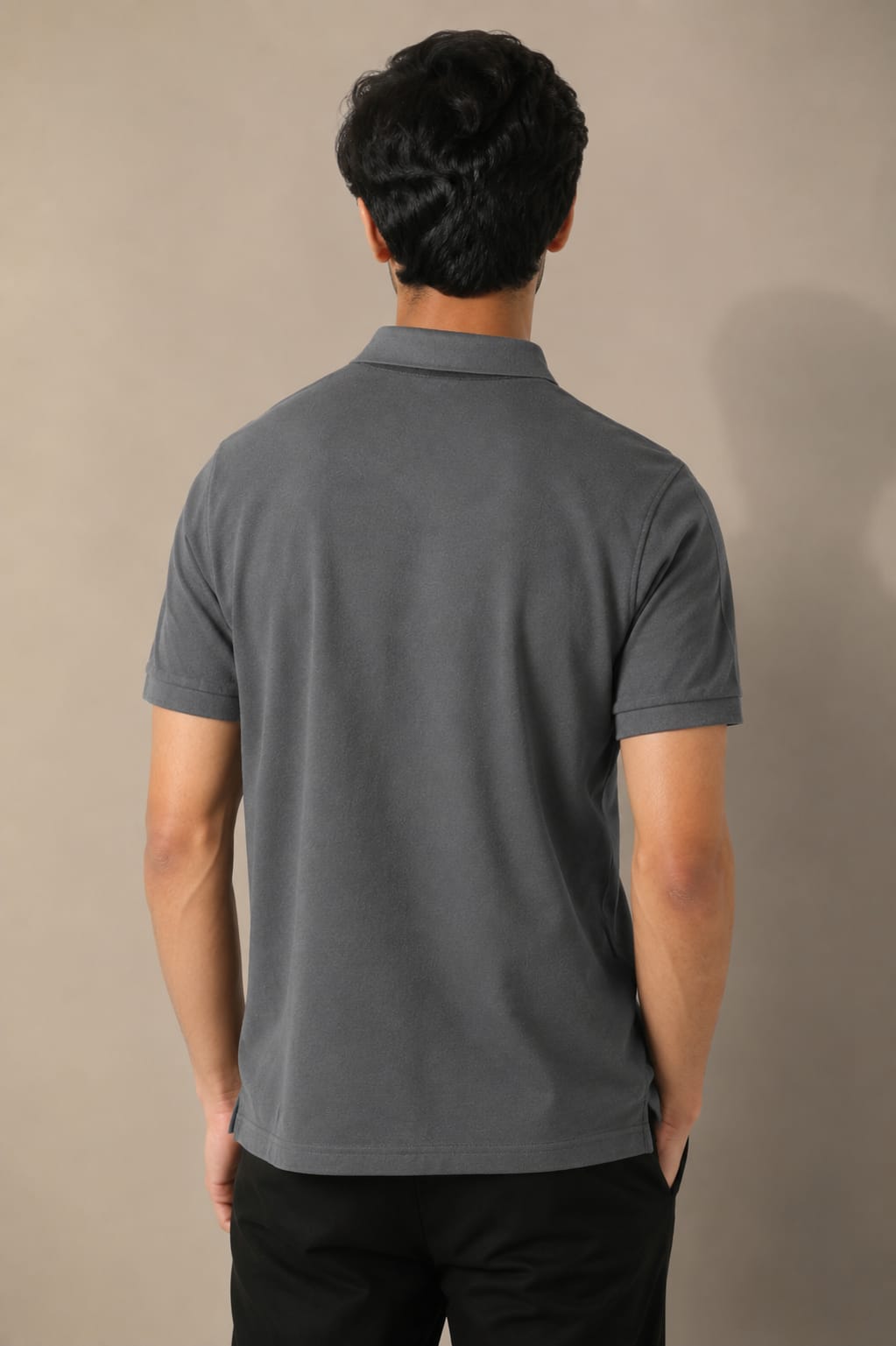 Premium Grey Pique Knit Polo Shirt for Men