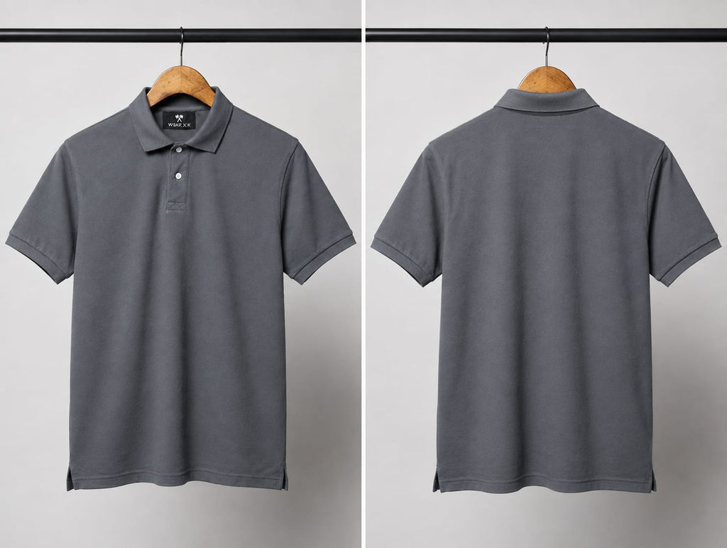 Premium Grey Pique Knit Polo Shirt for Men